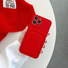 Load image into Gallery viewer, Soft Silicone Card Phone Case for IPhone 13  12 Pro Max Shockproof Protector Cover for IPhone 14 Plus Cases Heavy Duty Solid Slim Lightweight Anti-Shock Cover for iPhone
