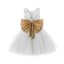 Load image into Gallery viewer, Pink Backless Princess Gold Luxury Dress With Bow Baby Dress for Girl Birthday Party Newborn dress For Birthday Girls Dress 1-5 years

