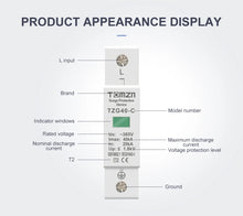 Load image into Gallery viewer, AC SPD 1P 20KA 40KA 60KA 275V 385V House Surge Protector Protective Low-voltage  Arrester Device
