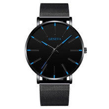 将图片加载到图库查看器，Minimalist Men's Fashion Ultra Thin Watch Simple Men Business Stainless Steel Mesh Belt Quartz Watch Relogio Masculino
