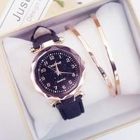 将图片加载到图库查看器，Women Casual Leather Ladies Watch Quartz Wrist Watch Starry Sky Female Clock For Women and Lady and Girls
