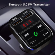 Load image into Gallery viewer, Fast USB Car Charger Bluetooth 5.0 FM Transmitter Modulator Handsfree Car Kit 3.1A Fast Phone Charger Audio MP3 Player
