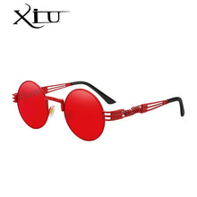 将图片加载到图库查看器，XIU Luxury Metal Sunglasses Men Round Sunglass Steampunk Coating Glasses Vintage Retro Lentes Oculos of Male Sun glasses
