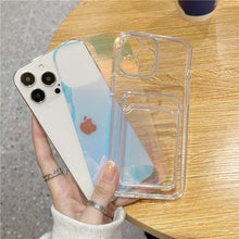 Load image into Gallery viewer, Unique Gradient Women Love Wallet Card Holder Clear Soft Case For iPhone 13 11 12 Pro Max Beautiful Colors Transparent Cover Drop Protection Transparent Phone Cover
