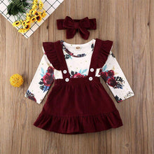 Load image into Gallery viewer, Newborn Baby Girl Floral Romper Jumpsuit Skirts Clothes Set Outfit Headband Cute Design Perfect Gift
