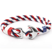 Load image into Gallery viewer, Men Bracelet Stainless Steel Anchor Bracelets Trendy Nautical Survival Nylon Rope Chain Armband Women Paracord Charm Bracelet
