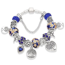 将图片加载到图库查看器，Elegant Modern Amazing Fashion New Luxury Silver Tree of Life Fashion Bracelet Green Leaf Crystal Charm Bracelet
