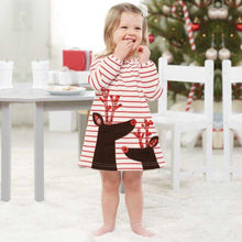 Load image into Gallery viewer, Baby Girl Princess Dress Toddler  Kids  Stripe Christmas Cartoon Deer   Outfits Unique Design
