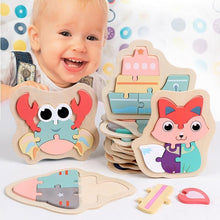将图片加载到图库查看器，Wooden Children Colorful Animal Stevvex Puzzle for Toddler Creative Puzzle Early Educational Toys for Boys and Girls 2-4
