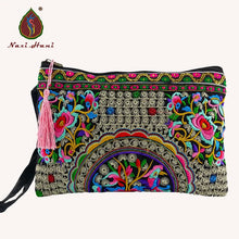 Load image into Gallery viewer, BOHO Women's bags Embroidery canvas wallet clutch purse for women Wristlets bag Retro Cell phone bags
