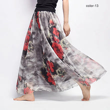 Load image into Gallery viewer, New Fashion 2023 Women's BOHO Elegant Florals Print Chiffon Long Skirt Ladies Slim High-Waist Elastic Waist Pleated Skirts SK15
