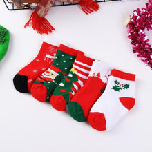 Load image into Gallery viewer, 5Pairs Baby Christmas Socks for Lovely Boy/Girls, Cotton Red Gift Socks In elegant New Year Christmas Style For Baby Kids Set
