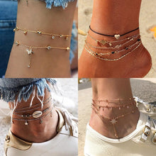 将图片加载到图库查看器，Luxury Bohemian Star Shell Ankle Bracelet Foot Jewelry Brecelet Simple Shell Anklets for Women Summer Style
