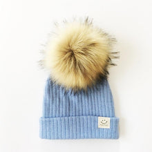 将图片加载到图库查看器，Winter Baby Boy Girl Artificial Pompom Knitted Hat Toddler Kids Caps With Pompon for Newborn
