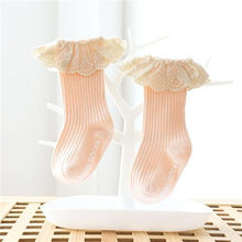 Load image into Gallery viewer, Newborn Baby Girl Socks Lace Baby Knee Socks Anti Slip Cotton Long Socks for Girls In retro Vintage Style
