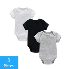 Load image into Gallery viewer, 3PCS Baby Bodysuit Set (0–12M) – Soft Cotton Solid Color Summer Rompers for Boys &amp; Girls
