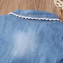 Load image into Gallery viewer, Modern Floral Print Bowknot Princess Jeans Short Sleeve Costume Kids Dresses For Girls
