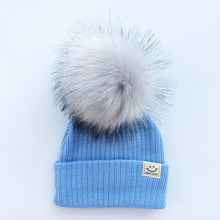 将图片加载到图库查看器，Winter Baby Boy Girl Artificial Pompom Knitted Hat Toddler Kids Caps With Pompon for Newborn
