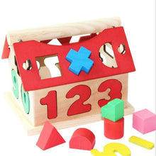 将图片加载到图库查看器，Children's Colour Wooden House With Shape Children Early Educational Model Assembling Blocks Develop Intelligence Game Toy
