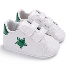 Load image into Gallery viewer, Newborn Shoes Star First Walkers Kids Toddlers Lace Up PU Leather Soft Soles Sneakers 0-18 Months
