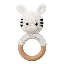 Load image into Gallery viewer, BPA Free Baby Wooden Teether Crochet Rattle Toy for Newborns
