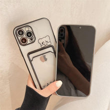 将图片加载到图库查看器，Ultra-light Transparent Photo Card Pocket Wallet Case For iPhone 13 11 12 14 Pro Max XS XR X 8 7 6S Plus Plating Cute Bear Rabbit Soft Phone Cover Cute Case with Card Holder Soft Cover
