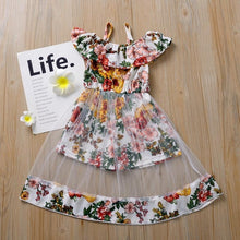 Load image into Gallery viewer, Modern colorful Floral Design Girl Princess Strapless Girls Dresses Summer Dress For Birthday And All Occasion
