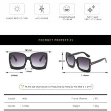 Load image into Gallery viewer, Fashion Oversized Women Square Big Frame Graduent Woman and Lady Sunglasses Brand Designer with  UV400 Protection gafas de sol mujer
