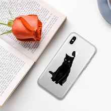 将图片加载到图库查看器，Cute black cat Phone Case for iphone 13 11 12 pro XS MAX 8 7 6 6S Plus X 5S SE 2020 XR case  Cute Cat Slim Fit Glossy Stylish Cover Soft Shockproof Phone Case
