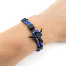 Load image into Gallery viewer, Elegant Modern Fashion Black Anchor Luxury Bracelets For Men And Women Charm Rope Chain Couple Bracelet Metal Airplane Leather Hooks Homme Jewelry
