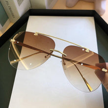 Load image into Gallery viewer, Metal Rimless Sunglasses for Men and Woman  Mirror Fashion  Trendy Pilot  Sun Glasses UV Protector Gradient Eyewear
