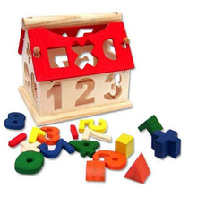 将图片加载到图库查看器，Children's Colour Wooden House With Shape Children Early Educational Model Assembling Blocks Develop Intelligence Game Toy
