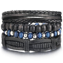 将图片加载到图库查看器，BOHO Tibet Stone Feather Multilayer Leather Bracelet Eye Fish Charms Beads Bracelets For Men Vintage Punk Wrap Wristband Cool Jewelry
