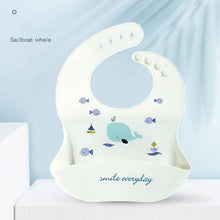 将图片加载到图库查看器，Cute Cartoon Print Baby Bibs Waterproof Soft Silicone Baby Feeding Stuff Dinosaur Pattern Bib For Kids
