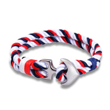 将图片加载到图库查看器，Stainless Steel Anchor Bracelets Luxury For Men Nautical Survival Rope Chain Paracord Bracelet Male Wrap Metal Sport Hooks
