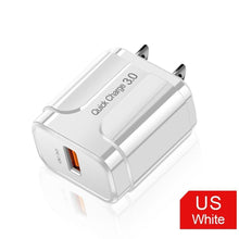 Load image into Gallery viewer, Black 3A Quick Charge 3.0 USB Charger EU Wall Mobile Phone Charger Adapter QC3.0 Fast Charging
