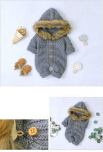 Load image into Gallery viewer, Modern elegant Baby Warm Coat For Newborn Baby Hooded Knit Romper Baby Jumpsuit outfit In Modern Design
