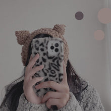 Load image into Gallery viewer, Fashion Fluffy Plush Leopard Camera Protection Phone Case For iphone 13 11 12 Pro MAX X XS XR Winter Warm Girl  Soft and Comfortable Case Unique Design Soft Cover
