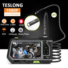Load image into Gallery viewer, TESLONG NTS500 5.0" LCD Screen 5.5mm Dual Lens Endoscope Camera HD 1080P Digital Videoscope Pipe Car Inspection Borescope 32GB
