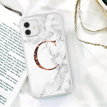 Load image into Gallery viewer, White A-Z Marble Texture Phone Cover For Iphone 12 Mini Soft Silicone Back Case Solid Name Phone Case Luxury Screen Camera Protection Shockproof Soft Cover
