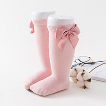 将图片加载到图库查看器，Baby Girls High Long Soft Cotton Lace Big Bow Knee Socks Toddlers Stretchable Material Excellent For Every Occasion
