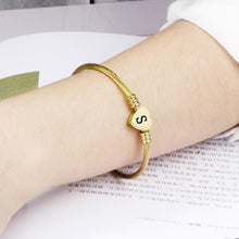 Load image into Gallery viewer, New Fashion Elegant Girls Gold Color Luxury Stainless Steel Heart Bracelet Bangle With Letter Fashion For Woman
