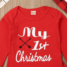 Load image into Gallery viewer, Casual New Baby Boy/Girl  First Christmas printed Clothes Romper Trousers Hat Outfit Set

