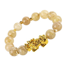 将图片加载到图库查看器，Obsidian Stone Beads Bracelet For Men and Women Unisex Wristband Gold Black Pixiu Wealth and Good Luck Bracelet Design
