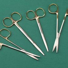 Load image into Gallery viewer, Ophthalmic stainless steel gold handle surgical scissors cosmetic plastic surgery instrument double eyelid tool 12.5/14.16cm
