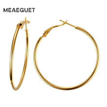 Load image into Gallery viewer, Meaeguet Stainless Steel Elegant Women's Exaggerated Big Circle Hoop Earrings Simple Loop Earring Jewelry Brinco
