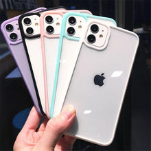 Load image into Gallery viewer, Transparent Shockproof Bumper Phone Case For iPhone 11 12 13 14 Pro Max Mini Cute Candy Color Hard Cover  Luxurious Translucent Case for iPhone
