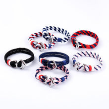 将图片加载到图库查看器，Stainless Steel Anchor Bracelets Luxury For Men Nautical Survival Rope Chain Paracord Bracelet Male Wrap Metal Sport Hooks
