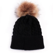 将图片加载到图库查看器，Infant Baby Boy Girl &amp; Mom Winter Knit Warm Soft Beanie Hat Hairball Cap for Adult Children Family Matching Caps Hats
