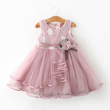 将图片加载到图库查看器，Luxury Modern Flower Newborn Baby Dress New Summer Cute Baby Girls Clothes Tulle Lace Infant Party Clothing Dress For Girls
